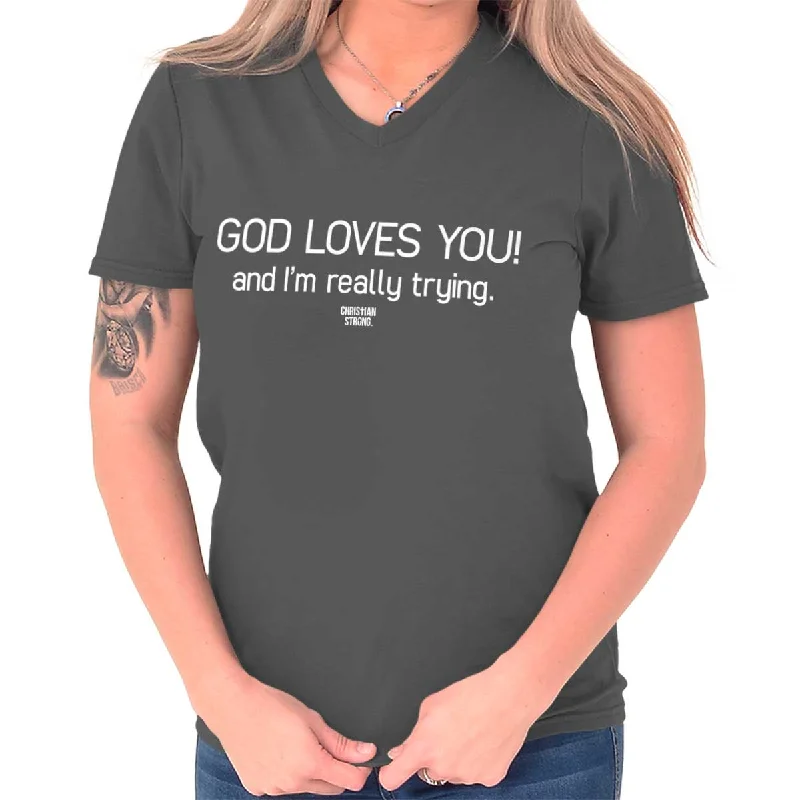 God Loves You V-Neck T Shirt