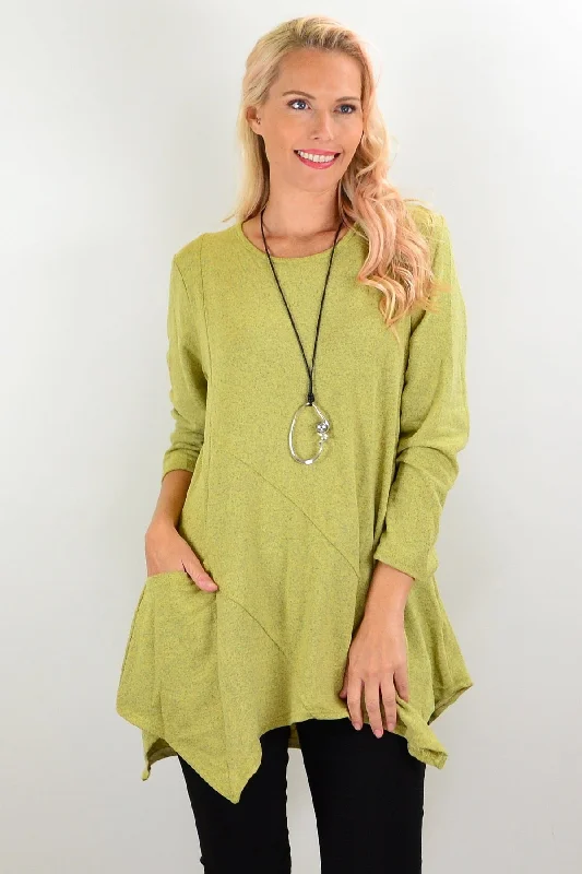 Green Pocket Winter Tunic Top