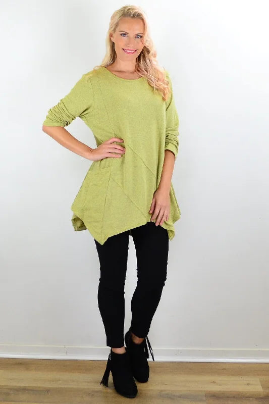 Green Pocket Winter Tunic Top