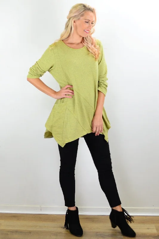 Green Pocket Winter Tunic Top