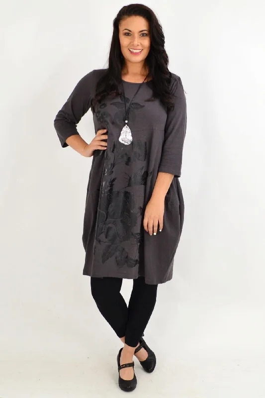 Fillipo Floral Grey Bounce Tunic Dress