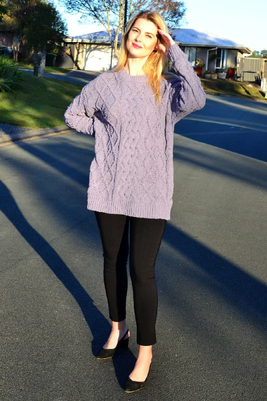 Grape Chain Stitch Knit Tunic Jumper