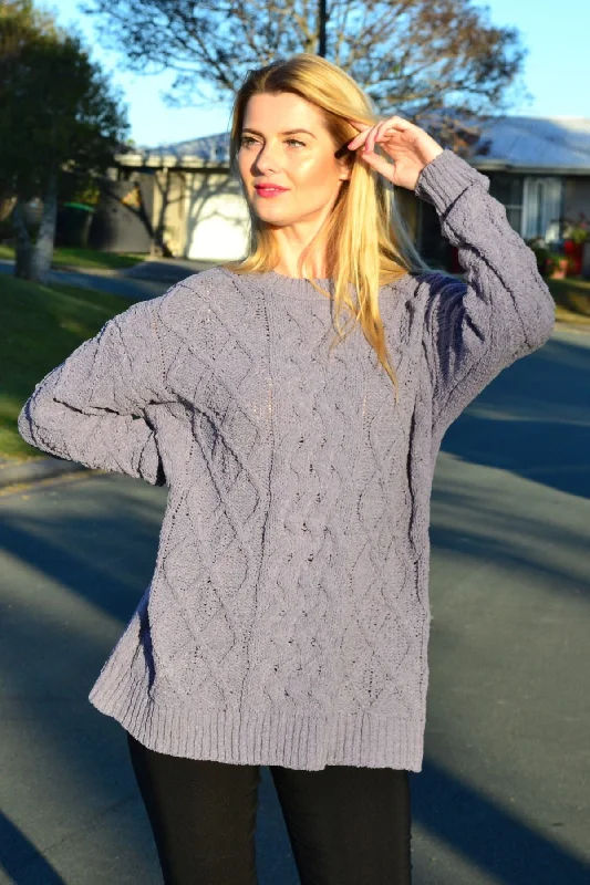 Grape Chain Stitch Knit Tunic Jumper