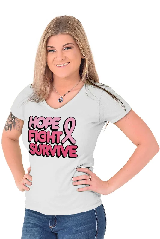 Hope Fight Survive BCA Junior Fit V-Neck T Shirt