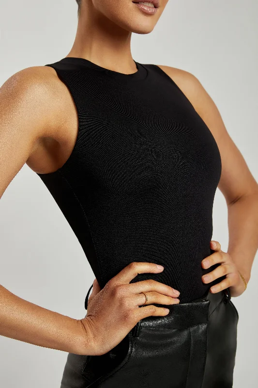 Jordyn Tank Sleeveless Bodysuit - Black