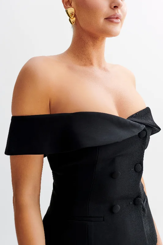 Krista Strapless Suiting Top - Black