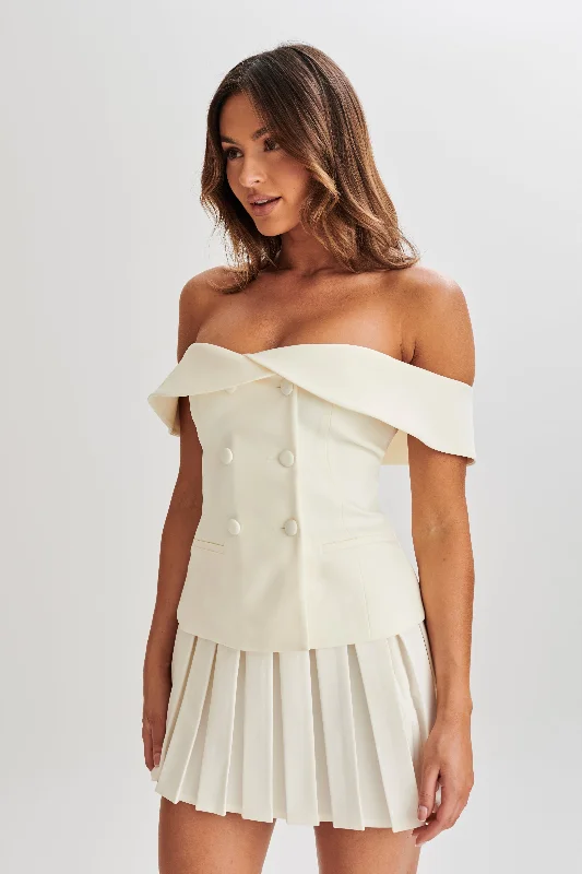 Krista Strapless Suiting Top - Ivory