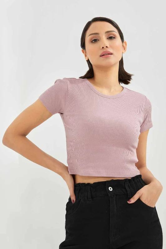 Women Lilac Cropped T-Shirt