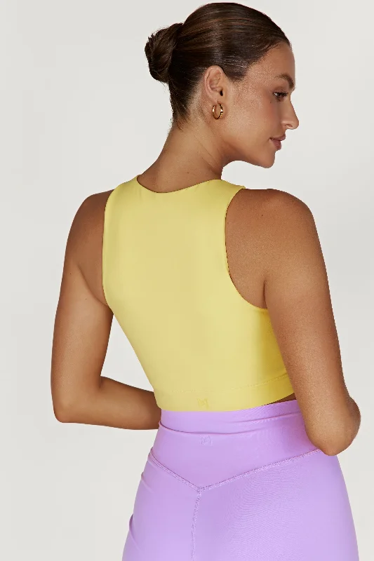 Lori Two Tone Racer Crop Top - Lilac/Yellow