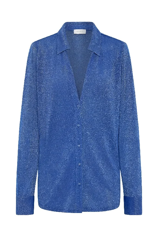 Lucille Shimmer Cover Up Top - Cobalt Sparkle