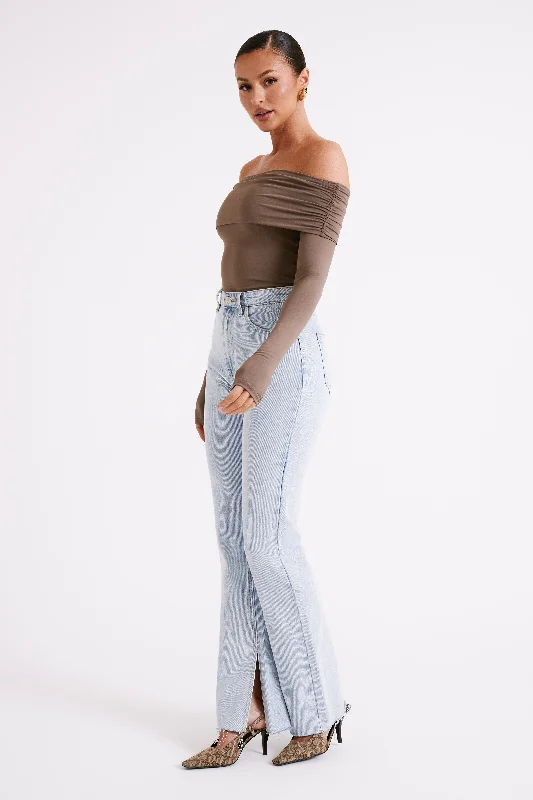 Lucinda Recycled Nylon Off Shoulder Top - Coco