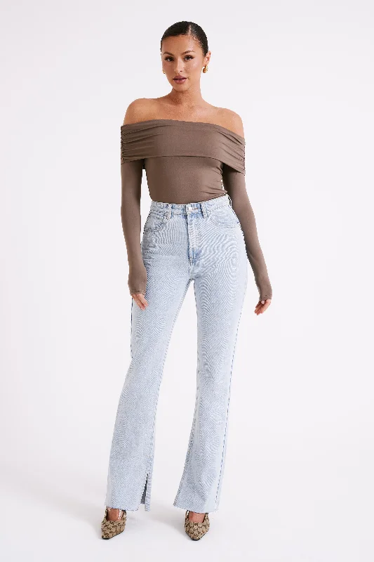 Lucinda Recycled Nylon Off Shoulder Top - Coco