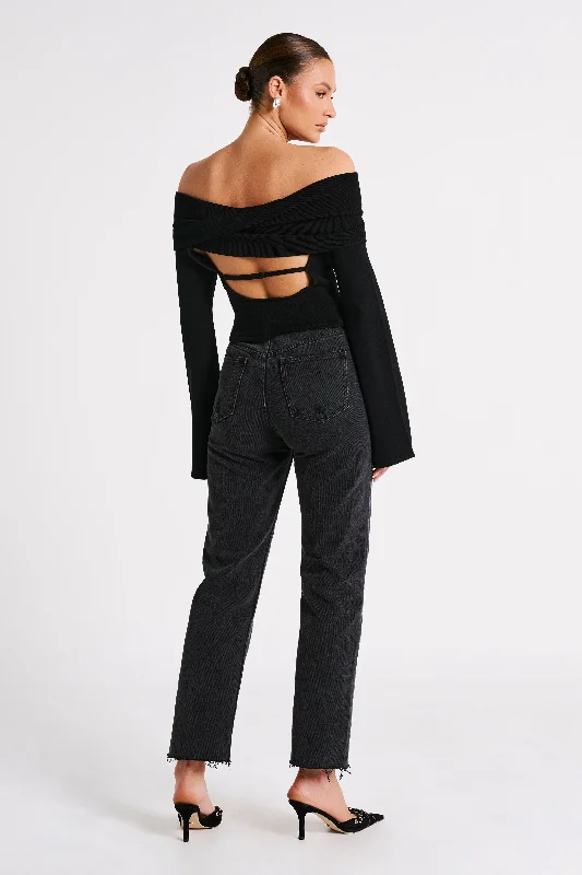 Marlisa Off Shoulder Twist Top - Black