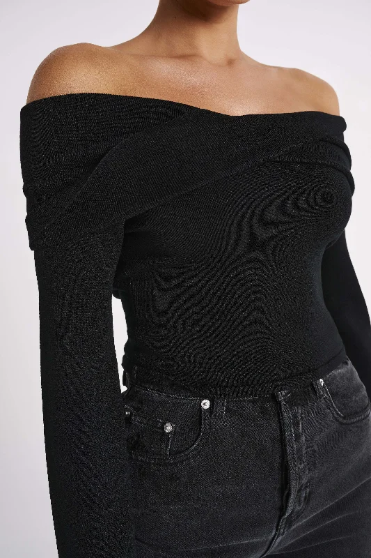 Marlisa Off Shoulder Twist Top - Black