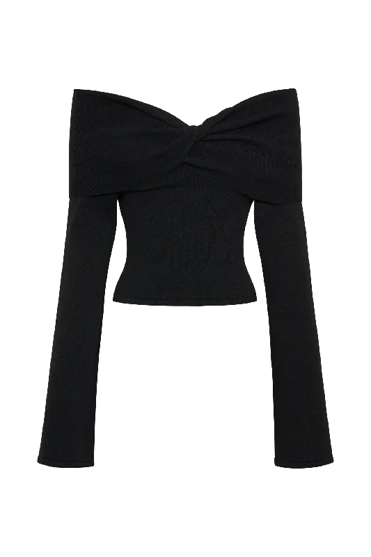 Marlisa Off Shoulder Twist Top - Black