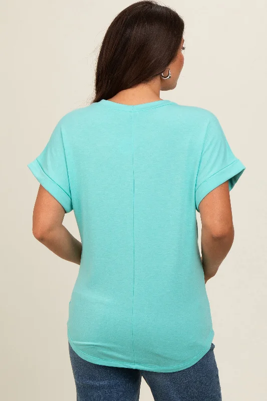 Mint Green Short Sleeve Terry Maternity Top