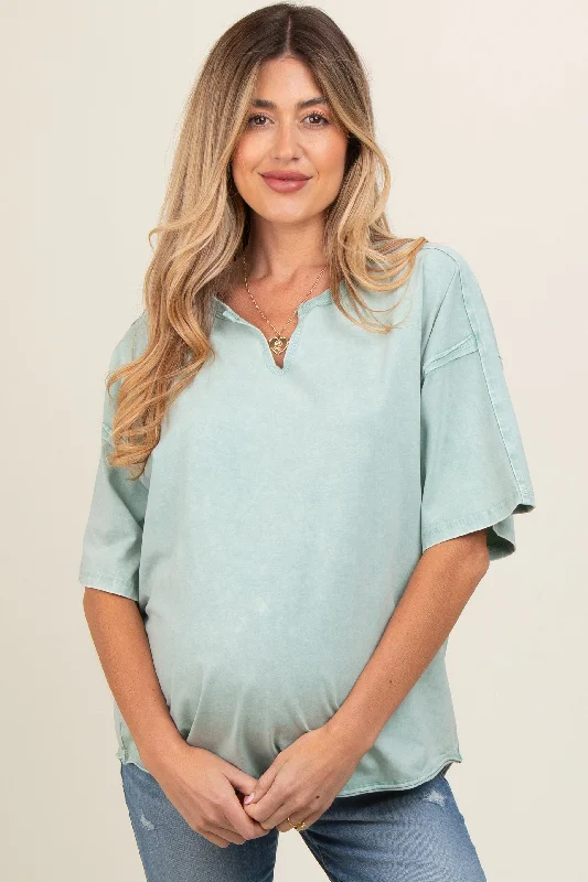 Mint Washed Cotton Jersey Oversized Maternity Top