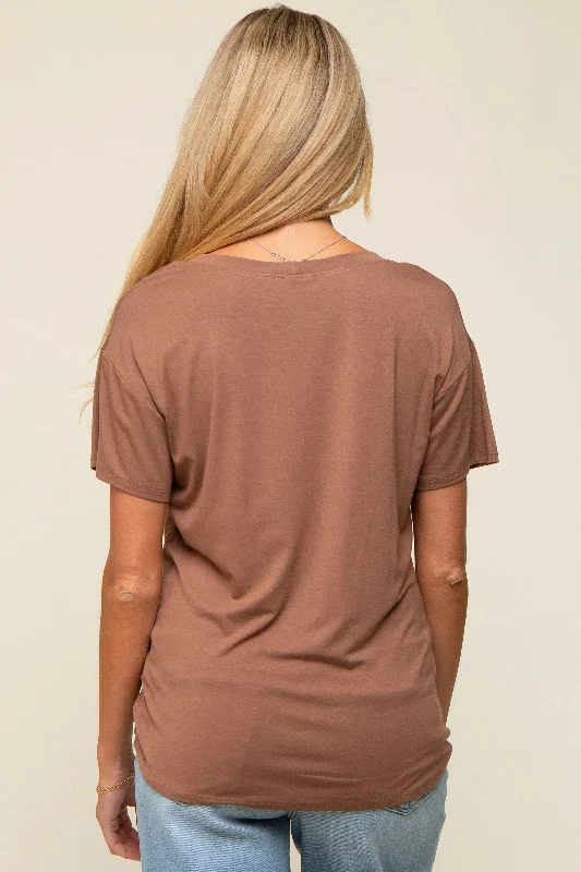 Mocha Scoop Neck Basic Maternity Tee