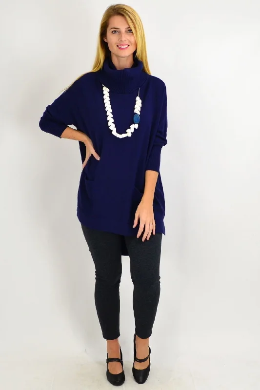 Navy Blue Taylor Winter Knit Tunic Top