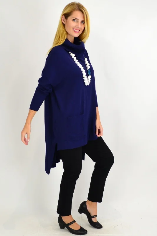 Navy Blue Taylor Winter Knit Tunic Top