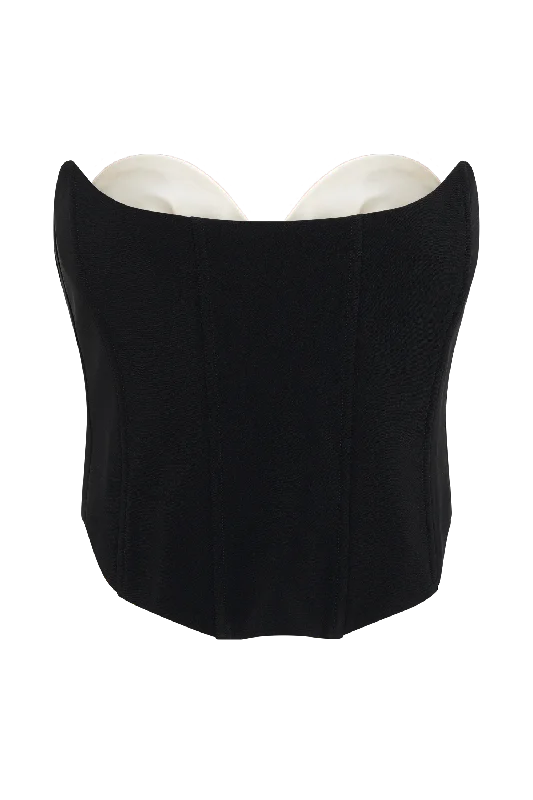 Oceane Contrast Suiting Strapless Corset - Black