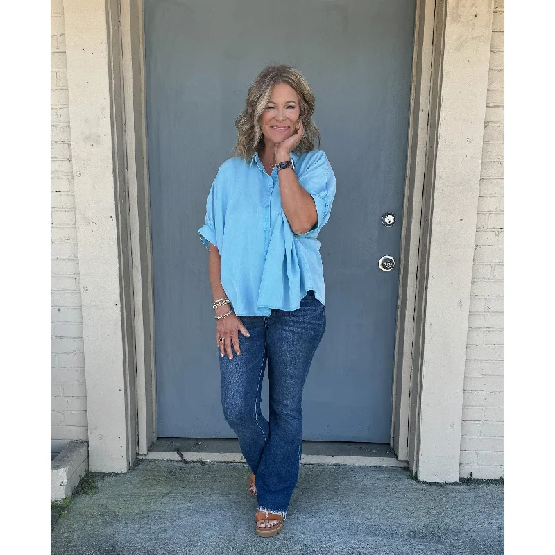 Payton Blue Button Down Top