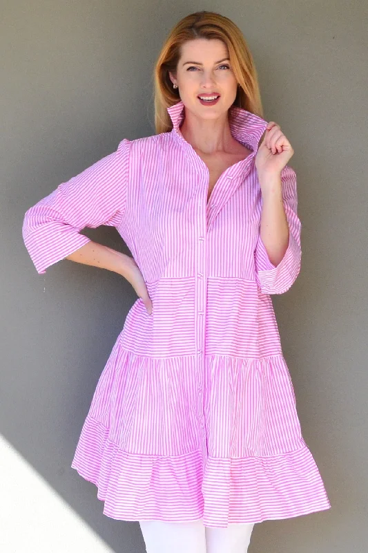 Pink White Striped Tunic Dress