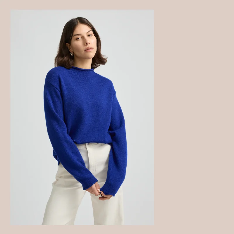 Relaxed Fit Mock Neck - Cobalt