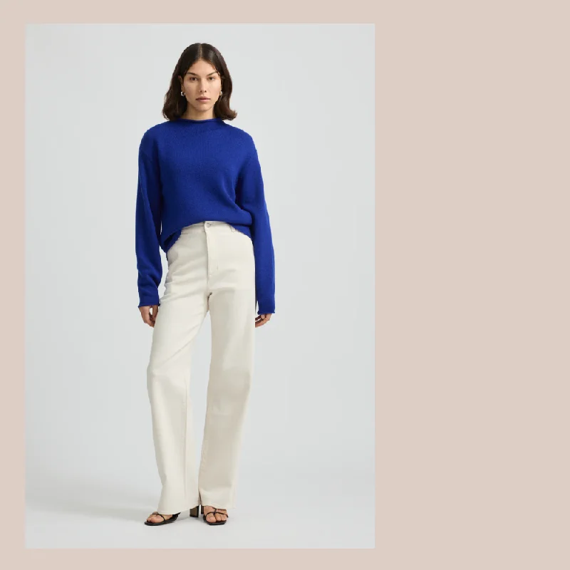 Relaxed Fit Mock Neck - Cobalt