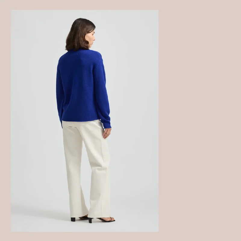 Relaxed Fit Mock Neck - Cobalt