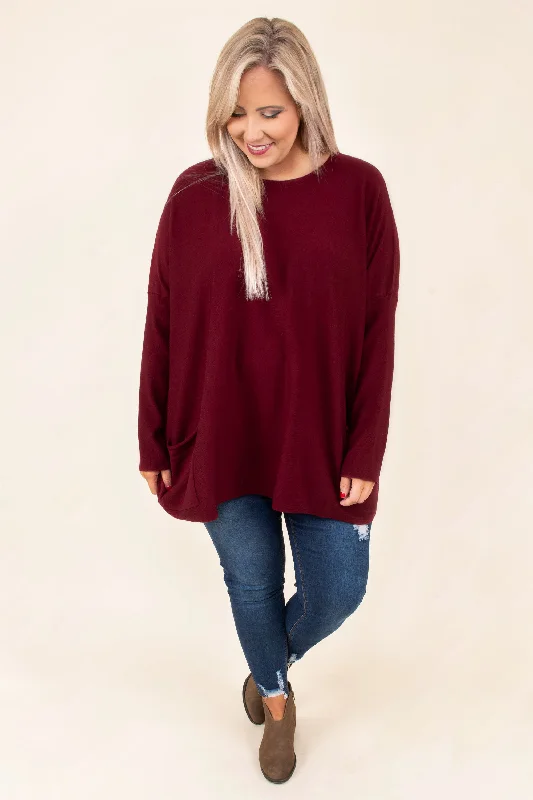 Snow Whispers Tunic, Burgundy