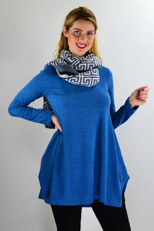 Teal Blue Knit Tunic Top