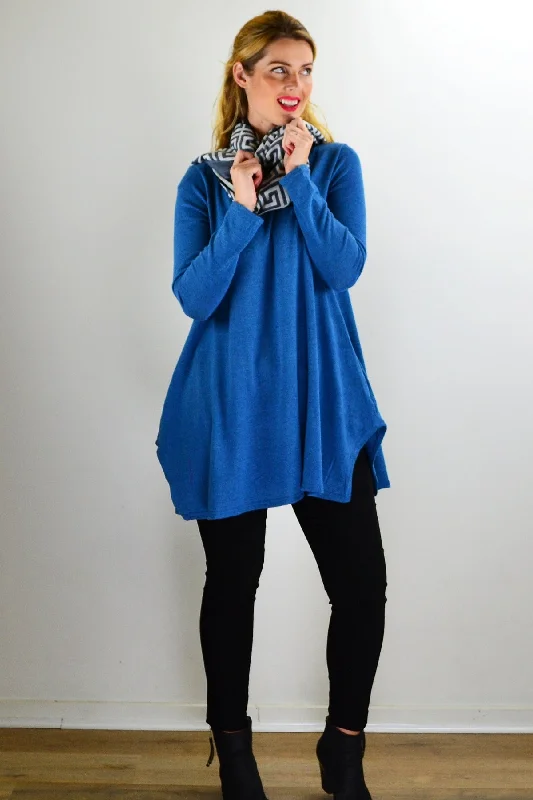 Teal Blue Knit Tunic Top