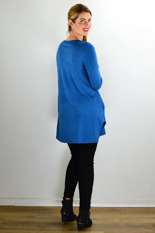 Teal Blue Knit Tunic Top