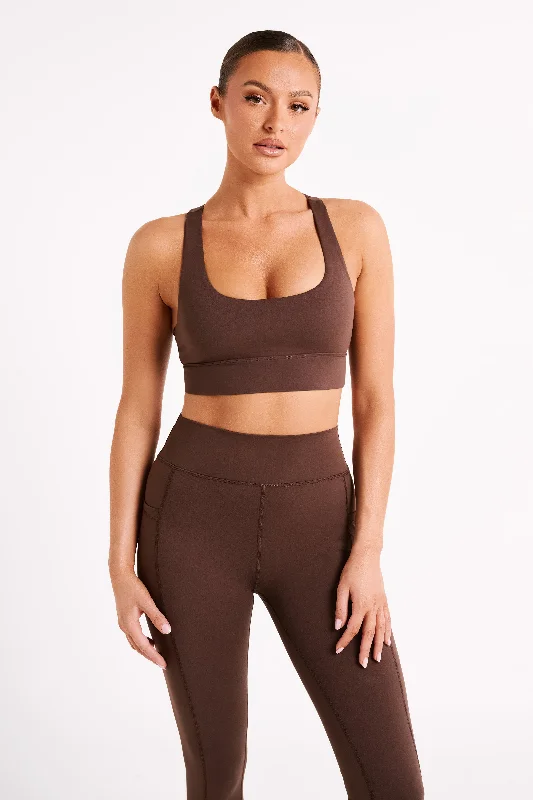 Thea Racerback Crop Top - Dark Chocolate