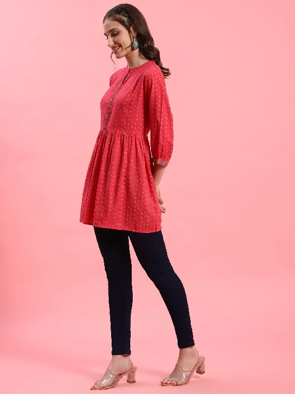 Women Fuchsia Geometric Printed Tunic